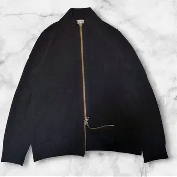 캐시미어 100% 드라이버 니트 더블 지퍼 블랙 L 오버 사이즈