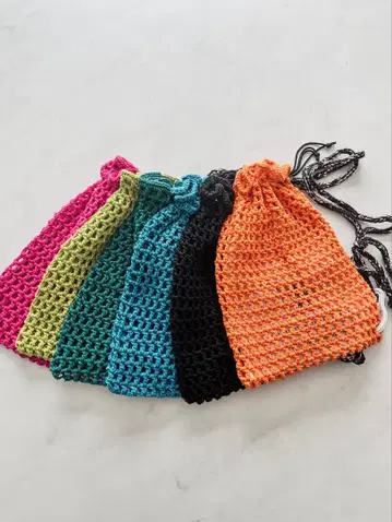 코바늘 니트 냅색 백 핸드메이드 숄더백 블루