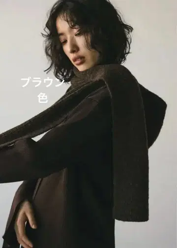 STYLEMIXER 후드 니트 머플러 브라운 스타일미키서