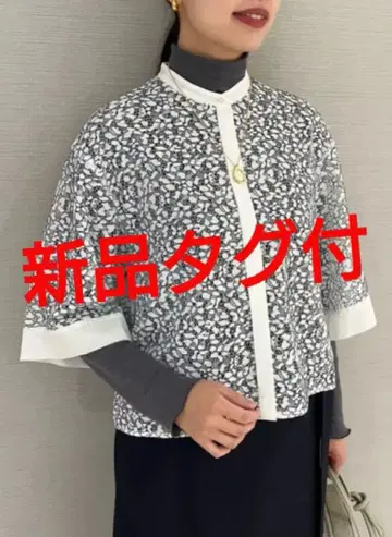 미사용 새상품/코드 레이스 콤비 하프 슬리브 블라우스