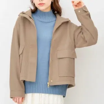 [새상품급 중고] 지유 GU 숏 후디 코트 숏 기장 자켓 S 브라운