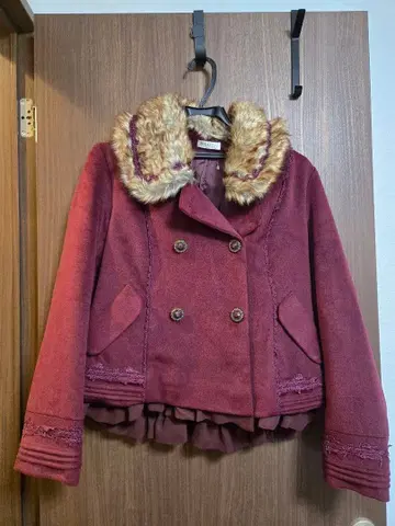 axes femme 퍼 코트 와인 레드