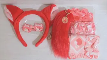 리이누군 머리띠 꼬리 키링 앞머리 클립 스크런치 세트