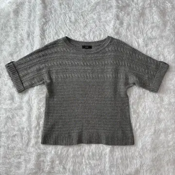 ESPIE 여성용 반팔 니트 S 울 이토킨 그레이 망사 무늬