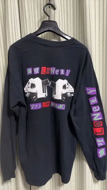LONELY 논리 소프트 온 디맨드 SOD 콜라보 롱 T셔츠 블랙