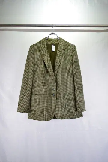 구제 의류 디자인 체크 폴리 울 테일러드 자켓 빈티지 유럽 구제 의류