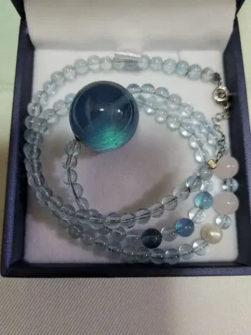 고급 아쿠아 마린 목걸이