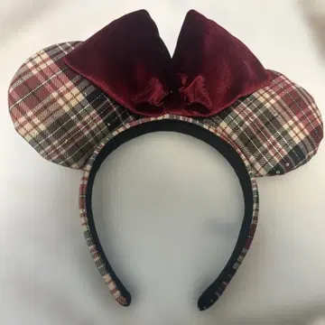 디즈니 머리띠 체크 무늬