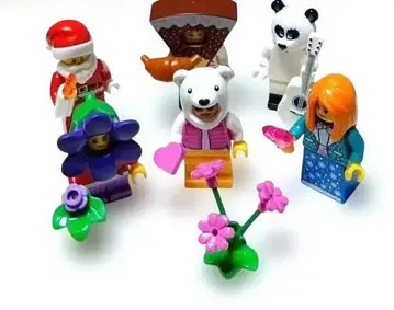 레고 미니 피규어 정품 크리스마스 산타 곰 팬더 초코 꽃