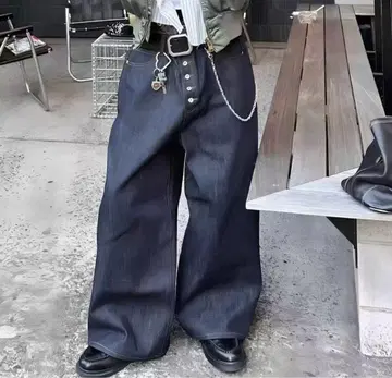 NO FAITH STUDIOS 와이드 생 데님 M 사이즈