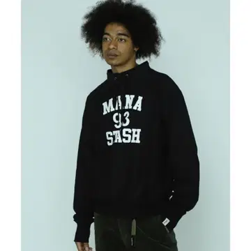 새상품 마나스태쉬 칼리지 로고 스탠드 카라 맨투맨 M 블랙