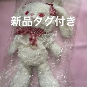 BABY 오프화이트 x 크림슨 깅엄 체크 리본 우사쿠먀 미니백