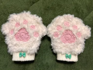 고양이 손 암워머 발바닥 복슬복슬 손뜨개질 핸드메이드