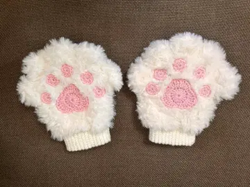 고양이 손 장갑 발바닥 복슬복슬 손뜨개질 핸드메이드