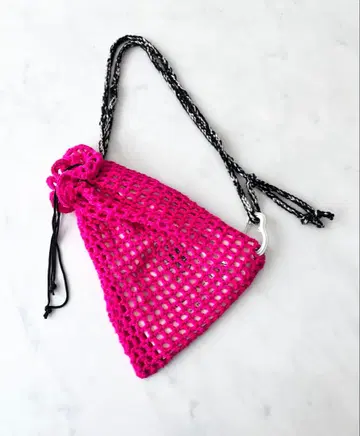 코바늘 니트 냅색 백 핸드메이드 숄더백 핑크