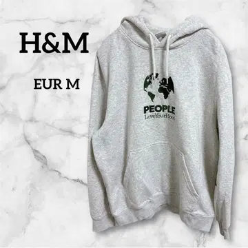 H&M PEOPLE 지구 로고 프린트 후드 맨투맨 M 릴랙스 핏