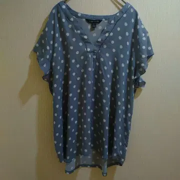 41 HAWTHORN 블루 도트 V넥 반팔 셔츠 [ L ]