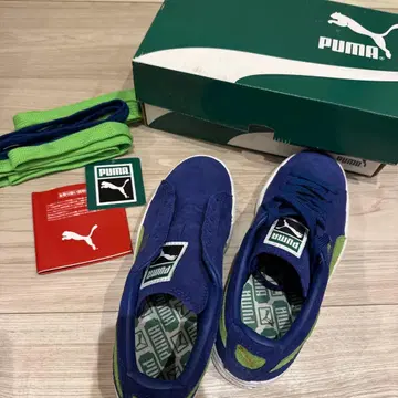 PUMA 스웨이드 네이비/그린 스니커즈