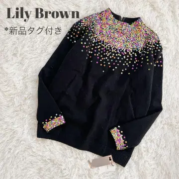 택 포함 새상품! LilyBrown 스팽글 니트 상의 블랙 라메