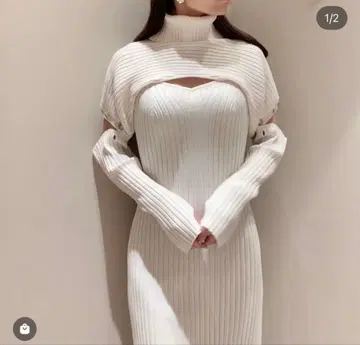 스나이델 니트 원피스 리브 니트