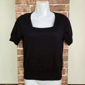 ROPE 로베 티셔츠 블랙 반팔 스퀘어넥 울 썸머 니트