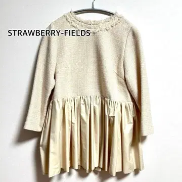 [ 새상품급 ] 스트로베리 필드 트위드 페플럼 블라우스 도킹 프린지