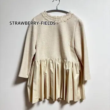 [ 새상품급 ] 스트로베리 필드 트위드 페플럼 블라우스 도킹 프린지