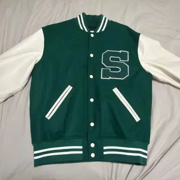 바시티 자켓 다크 그린 S 자수