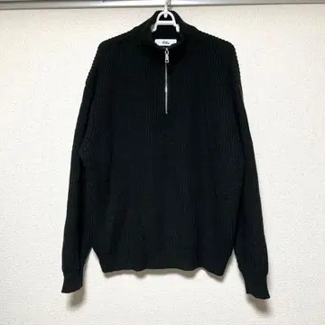 루즈 하프 지퍼 모크넥 니트 블랙 M 사이즈