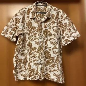 브라운 잎 패턴 하와이안 셔츠 반팔