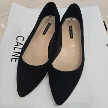 FABIO RUSCONI 블랙 플랫슈즈 펌프스 비쥬 24