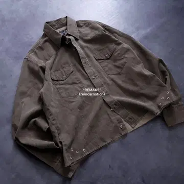 'remake' Y2K grunge khaki work 셔츠