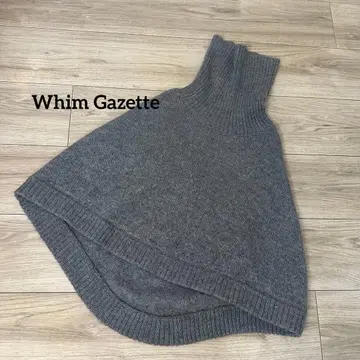 Whim Gazette 그레이 니트 판초 터틀넥