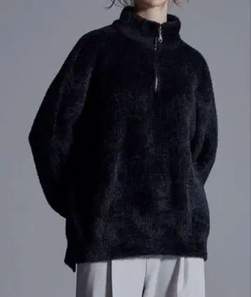 루즈 샤기 루즈 하프 지퍼 니트