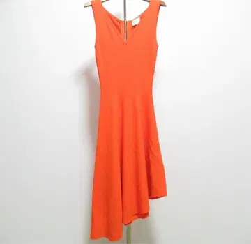 밀리 Milly 원피스 P 오렌지 슬리브리스 백지퍼 플레어