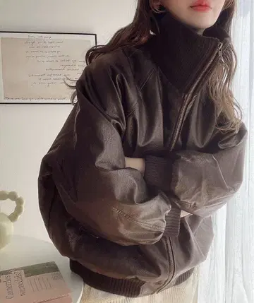 JaVa 자바 콜라보 인조 가죽 자켓 브라운 M