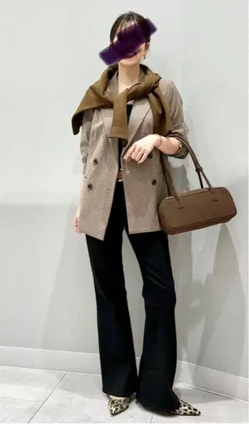 GU 더블 브레스트 자켓 체크