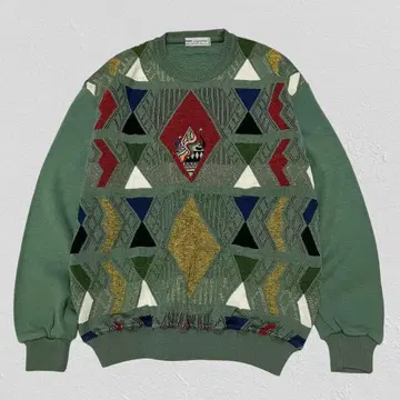 BIG LINDBERGH 빈티지 기하학 크레이지 패턴 니트 2L