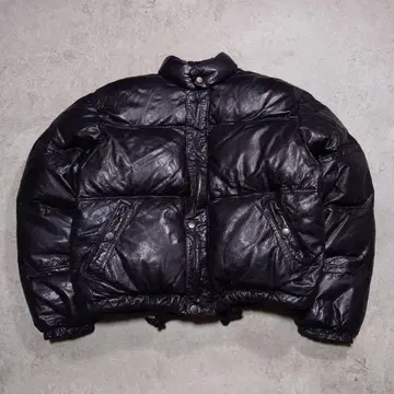 BAGDAD CAFE 가죽 다운 자켓 짧은 기장 박스형 천연 가죽