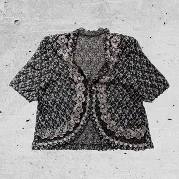 가디건 겉옷 꽃무늬 레이스 페어리 그런지 짧은 기장 시스루 비침