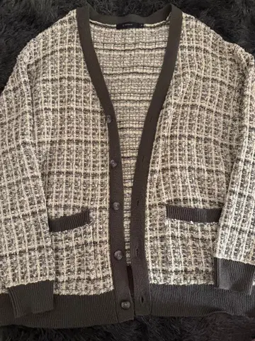 체크 무늬 니트 가디건