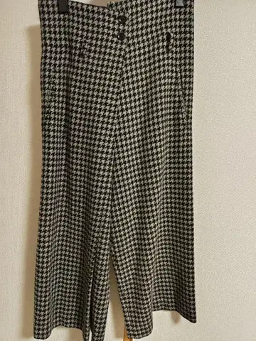 하운드 투스 패턴 와이드 팬츠