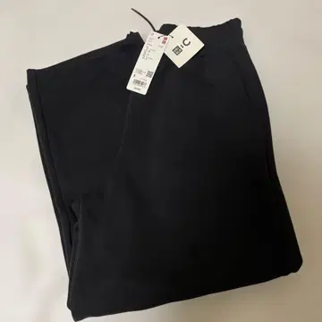 유니클로 C 맨투맨 와이드 팬츠 블랙 S