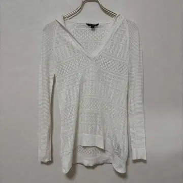 [ 아메리칸 이글 ] ( S ) 니트 시스루 레이스풍 후드 부착 긴팔