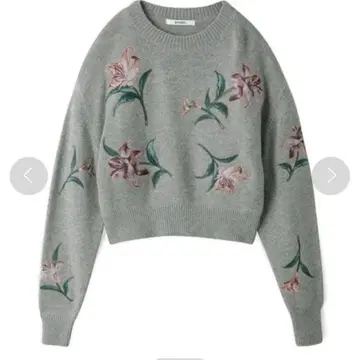 SNIDEL 릴리 프린트 자수 풀오버 니트