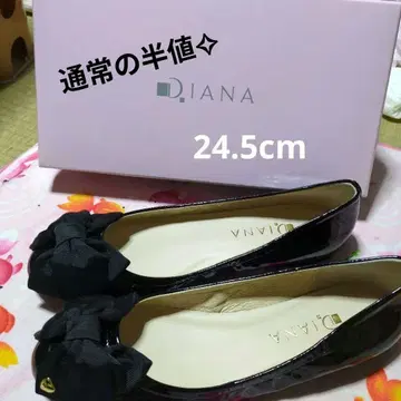 새상품급 DIANA 에나멜 플랫슈즈 블랙