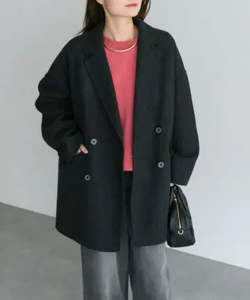 퓨어세신 핸드메이드풍 울 혼방 테일러 코트 그레이