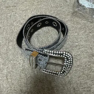 스톤 부착 실버 벨트