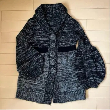 코트 니트 롱 가디건 특대형 볼륨 슬리브 그레이