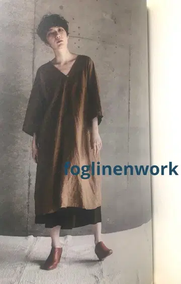 [ foglinenwork ] 라이나 V넥 원피스 네이비